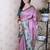 Pink tussar silk kalamkari print zari woven border saree with contrast blouse piece\