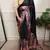 Black color Printed  Satin Silk Saree