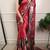 Red color Printed  Satin Silk Saree