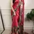 Red color Printed  Satin Silk Saree
