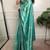 Teal color Printed  Satin Silk Saree
