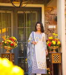 Women's Gorgeous Printed Work Muslin Fabric Straight Kurta Pant and Dupatta Set