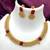 Designer gold floral necklace set with ruby stones elegant matt gold finish jewelry set for women