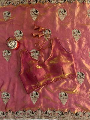 rose fendy satin saree with embroidery and siroski work 3