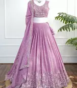 Lavender Hand Embroidery Star Georgette Lehenga Choli Set with Dupatta
