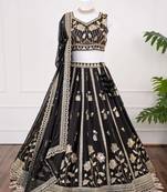 Black Thread & Sequins Work Fox Georgette Embroidered Lehenga Choli with Dupatta