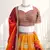 Red & Orange Thread & Sequins Work Chinon Silk Embroidered Lehenga Choli with Dupatta