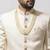 beige silk sherwani set with brasso work