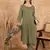 Green floral print cotton straight kurta pant with dupatta set
