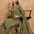 Green floral print cotton straight kurta pant with dupatta set