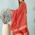 Red floral print cotton straight kurta pant with dupatta se