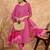 Pink floral print cotton straight kurta pant with dupatta set