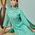 Rama green floral print cotton straight kurta pant with dupatta set