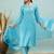 Sky blue floral print cotton straight kurta pant with dupatta set