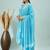 Sky blue floral print cotton straight kurta pant with dupatta set