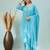 Sky blue floral print cotton straight kurta pant with dupatta set