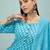 Sky blue floral print cotton straight kurta pant with dupatta set