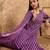 Purple floral print cotton straight kurta pant with dupatta set