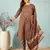 Chocolate floral print cotton straight kurta pant with dupatta set