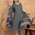Grey floral print cotton straight kurta pant with dupatta set