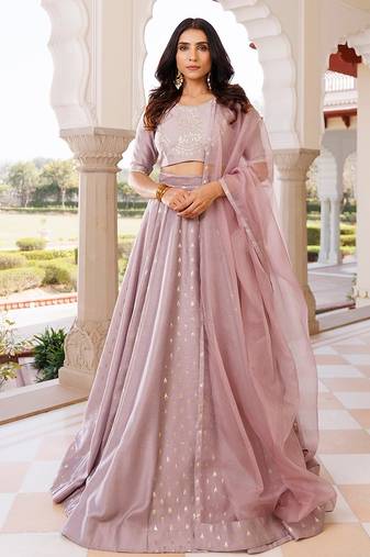 Deauville Mauve Purple Chanderi Lehenga set