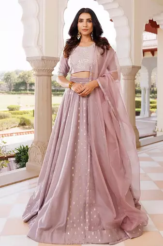 Deauville Mauve Purple Chanderi Lehenga set