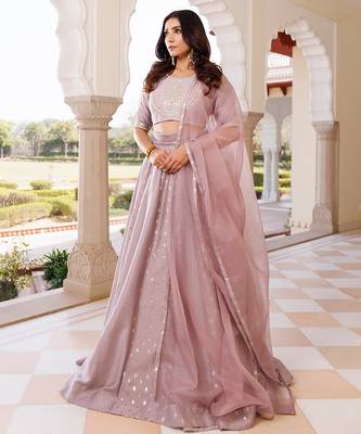 Deauville Mauve Purple Chanderi Lehenga set 2