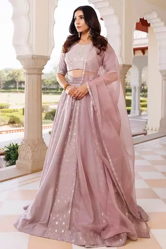 Deauville Mauve Purple Chanderi Lehenga set