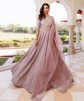 Deauville Mauve Purple Chanderi Lehenga set 4