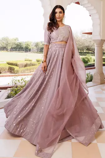 Deauville Mauve Purple Chanderi Lehenga set