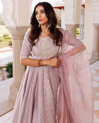 Deauville Mauve Purple Chanderi Lehenga set 5