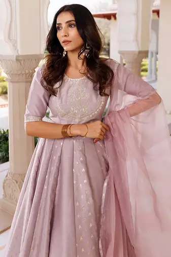 Deauville Mauve Purple Chanderi Lehenga set