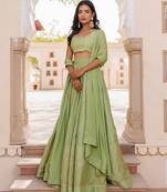 Arcadian Green Silk Lehenga Set