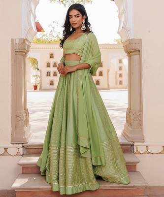 Arcadian Green Silk Lehenga Set 2