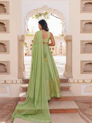 Arcadian Green Silk Lehenga Set 4