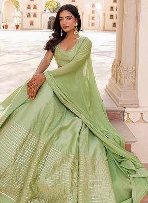 Arcadian Green Silk Lehenga Set 5