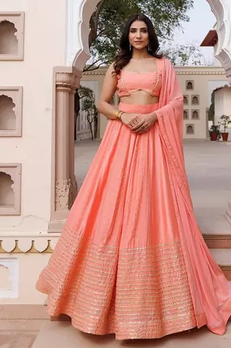 Burnt Coral Lehenga Set