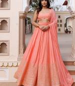 Burnt Coral Lehenga Set