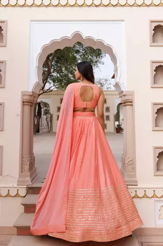 Burnt Coral Lehenga Set