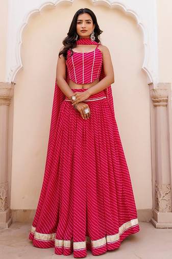Quartz Pink Leheriya Lehenga Set