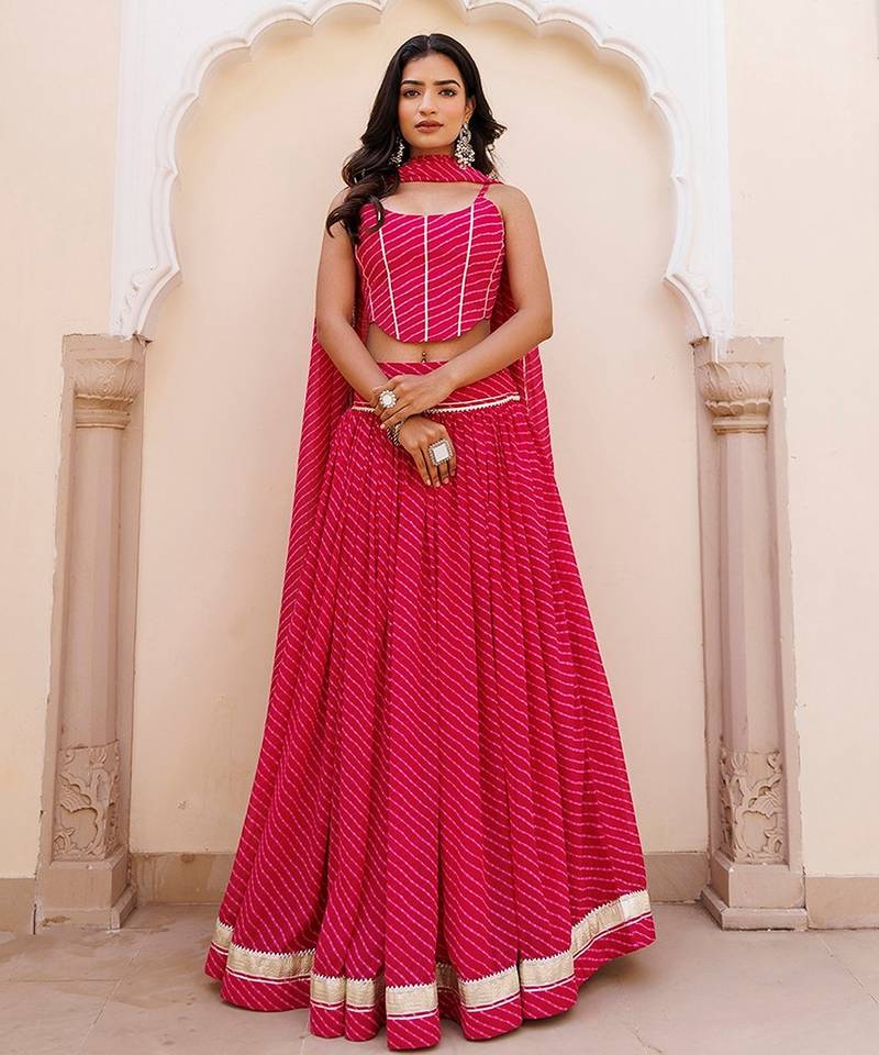 Quartz Pink Leheriya Lehenga Set