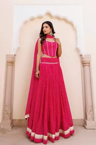 Quartz Pink Leheriya Lehenga Set