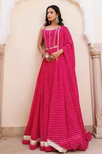 Quartz Pink Leheriya Lehenga Set