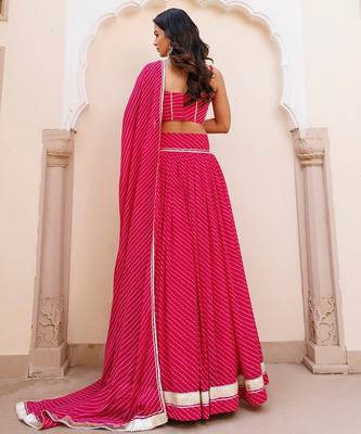 Quartz Pink Leheriya Lehenga Set 4