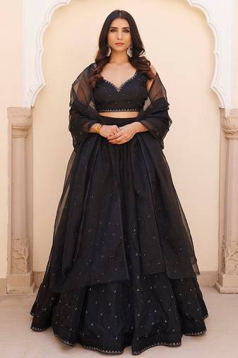 Diamente Black Organza Lehenga Set