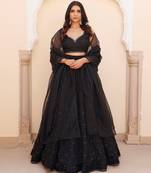 Diamente Black Organza Lehenga Set