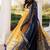 Sunset Gold Yellow and Navy Blue Lehenga Set