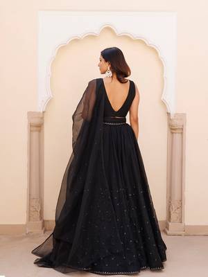 Diamente Black Organza Lehenga Set 5