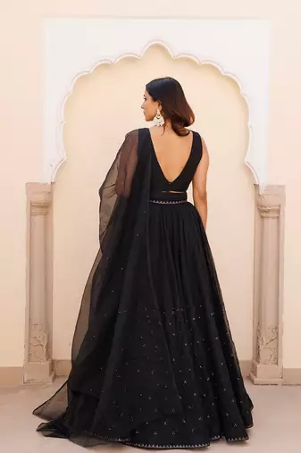Diamente Black Organza Lehenga Set