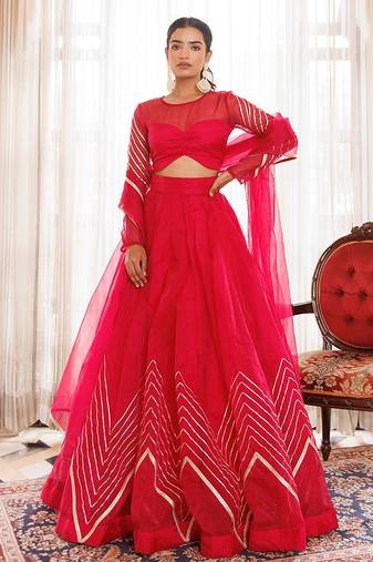 Dil Sharifa Hot Pink Organza Lehenga Set
